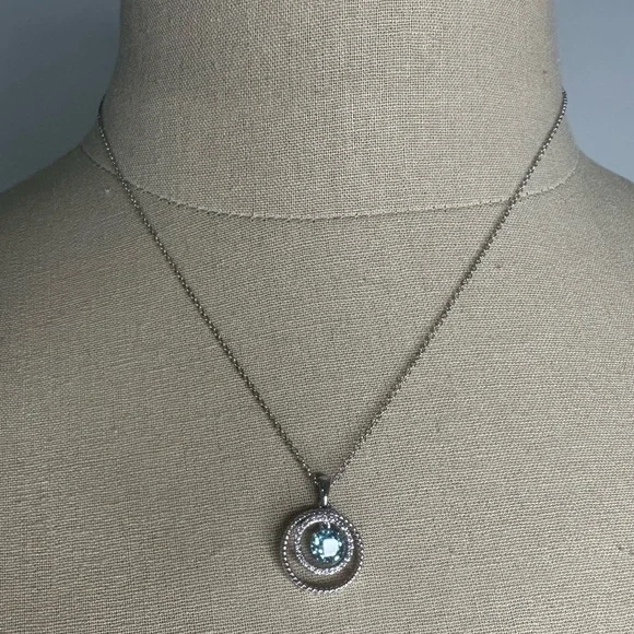 Zales blue and silver round necklace